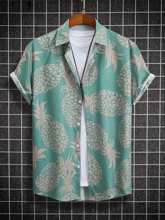 Pineapple print Half Sleeves Regular Fit Mens Casual - Shirt