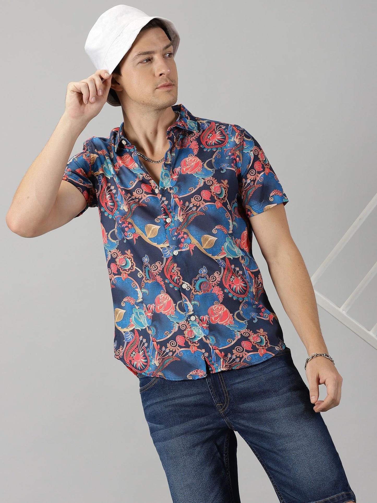 Bold Rayon Printed Half Sleeves Regular Fit Mens Casual shirt